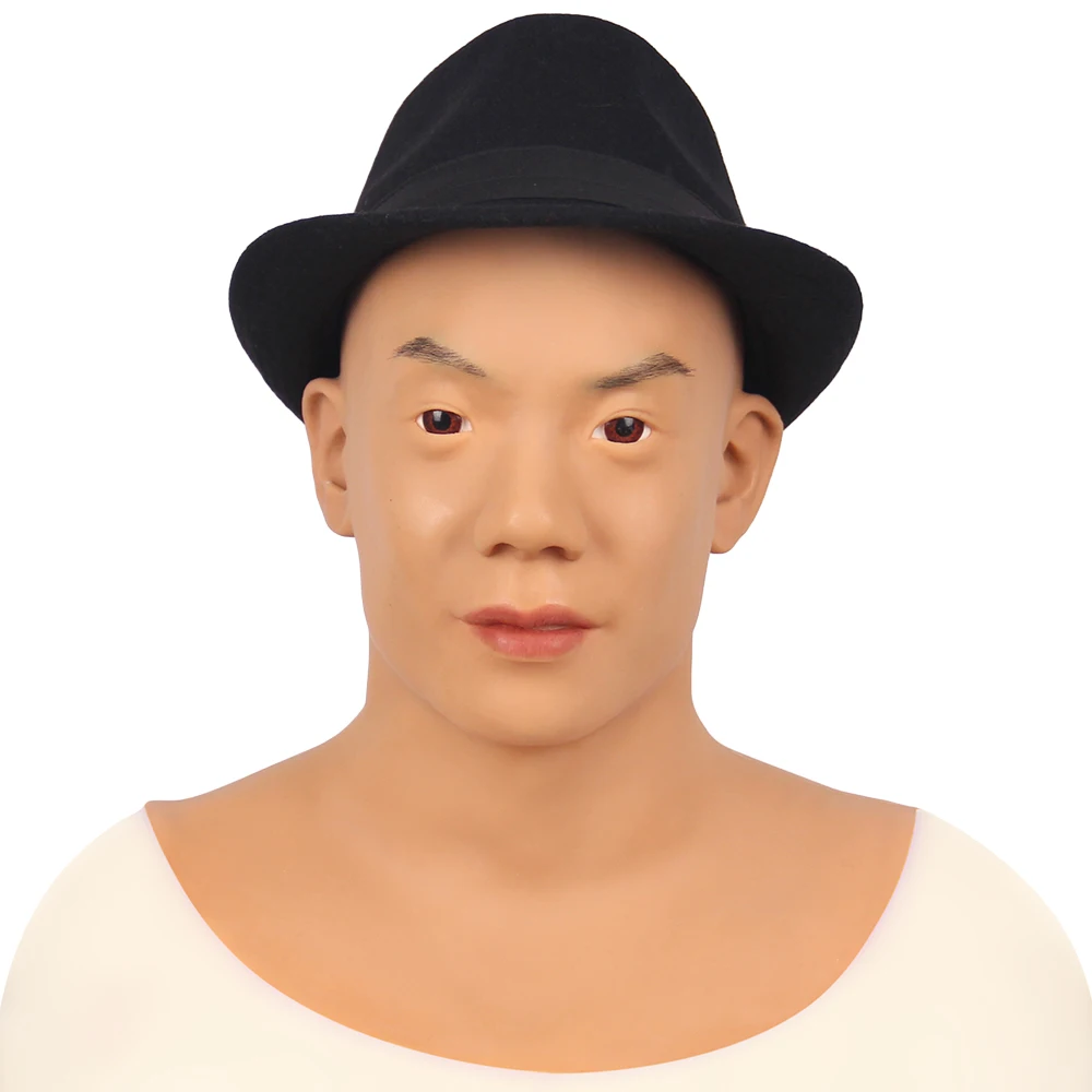 

KOOMIHO Asian Male Youth Silicone Realistic Male Head Crossdresser Mask Handmade Makeup Transgender Mask Cosplay Mask 3G