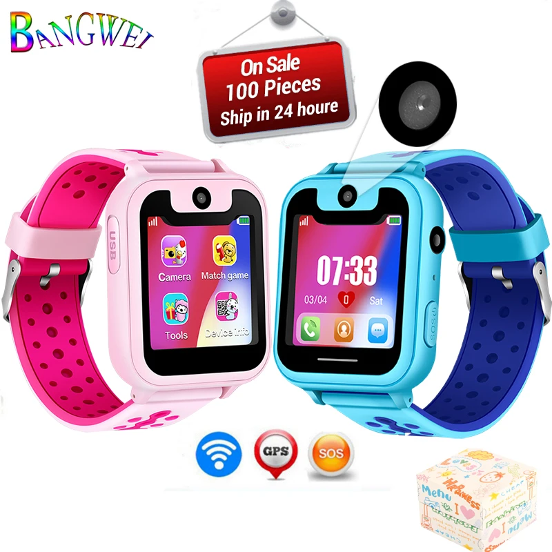 

BANGWEI Children Phone Watch Child LBS Positioning Remote Monitoring Lighting SOS Emergency Phone Kid Smart Watch Voice chat