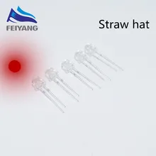 100 шт., 5 мм, соломенная шляпа, красный прозрачный СВЕТОДИОДНЫЙ светильник-диод с прозрачными линзами, 5 мм, 20 мА, светодиодный светильник с широким углом
