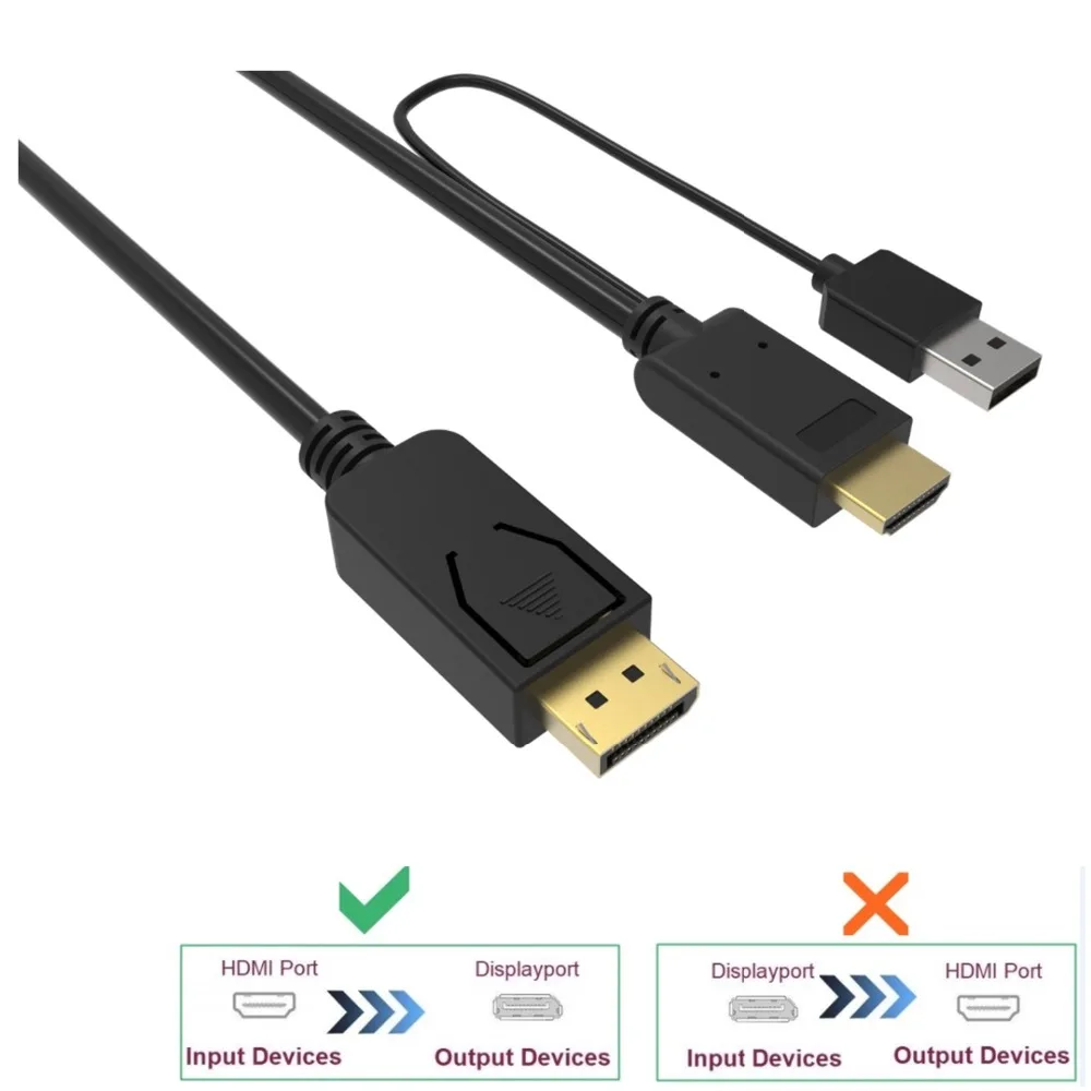 HDMI мужской удлинитель 8K 4K 1080P для DisplayPort HDMI VGA DVI Мужской конвертер адаптер 2 м кабель с микро USB питания