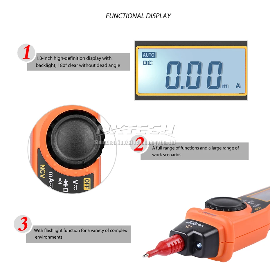 NKTECH NK8211D цифровой Ручка Тип мультиметр 2000 граф Автоматический диапазон зонд AC DC напряжение тока Электрический тестер NCV детектор MS8211