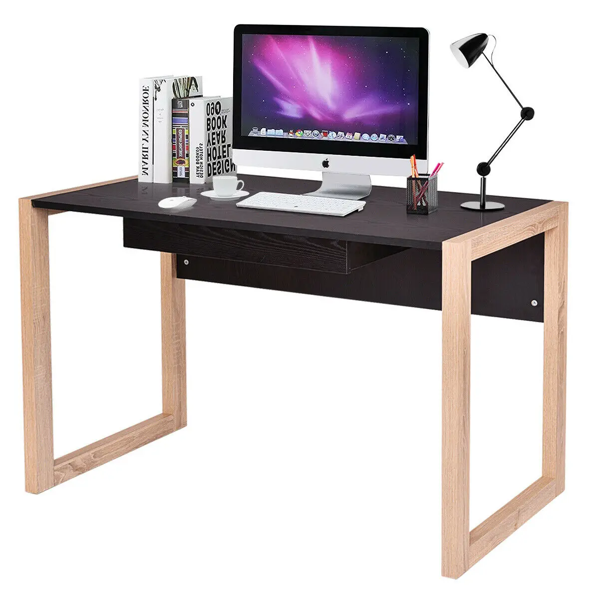 

Costway Computer Desk Wood PC Laptop Table Writing Workstation Home Office w/Drawer