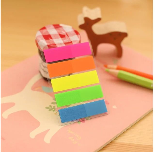 8 pcs/lot 5 color Cute 100 Pages plastic Sticker Post It Bookmark Point