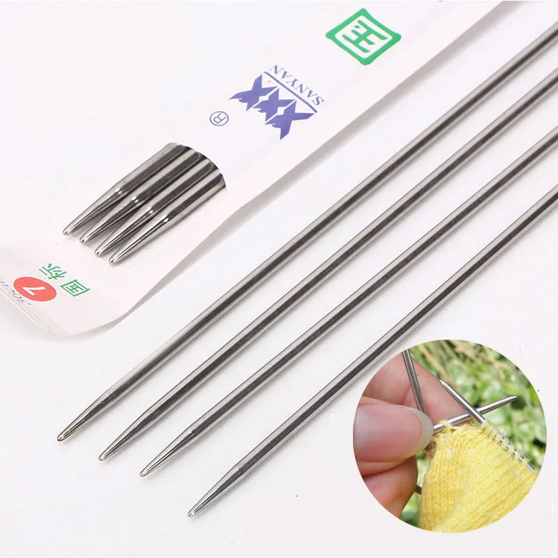 Sale 4PCS/Lot 25cm Straight Knitting Needles Stainless Steel Crochet Hooks for DIY Weave Knitting Tools Sewing Accessories