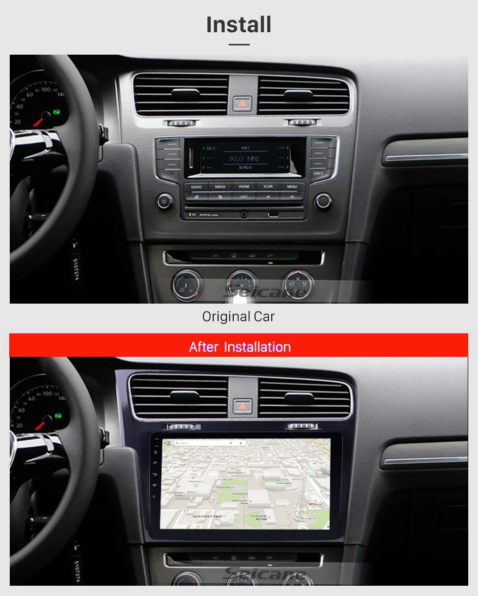 Discount Seicane 10.1 inch Android 8.1 2Din Car Radio GPS Navi Stereo Multimedia Player For VW Volkswagen Golf 7 2013 2014 2015 WIFI 5