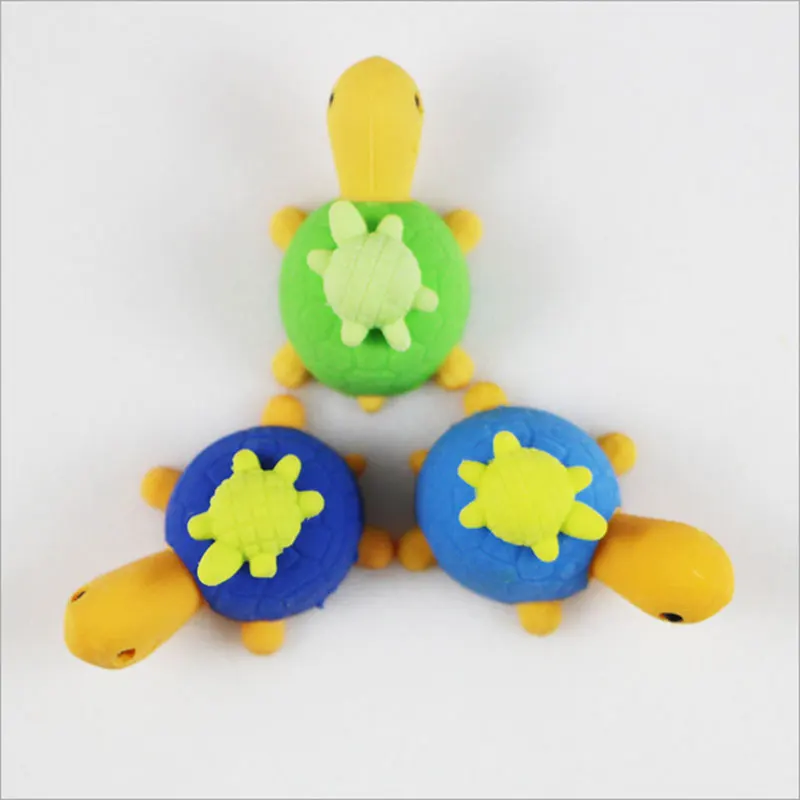 

1X Cartoon assemble eraser mini turtle modelling eraser children stationery gift prizes kawaii school office supplies papelaria