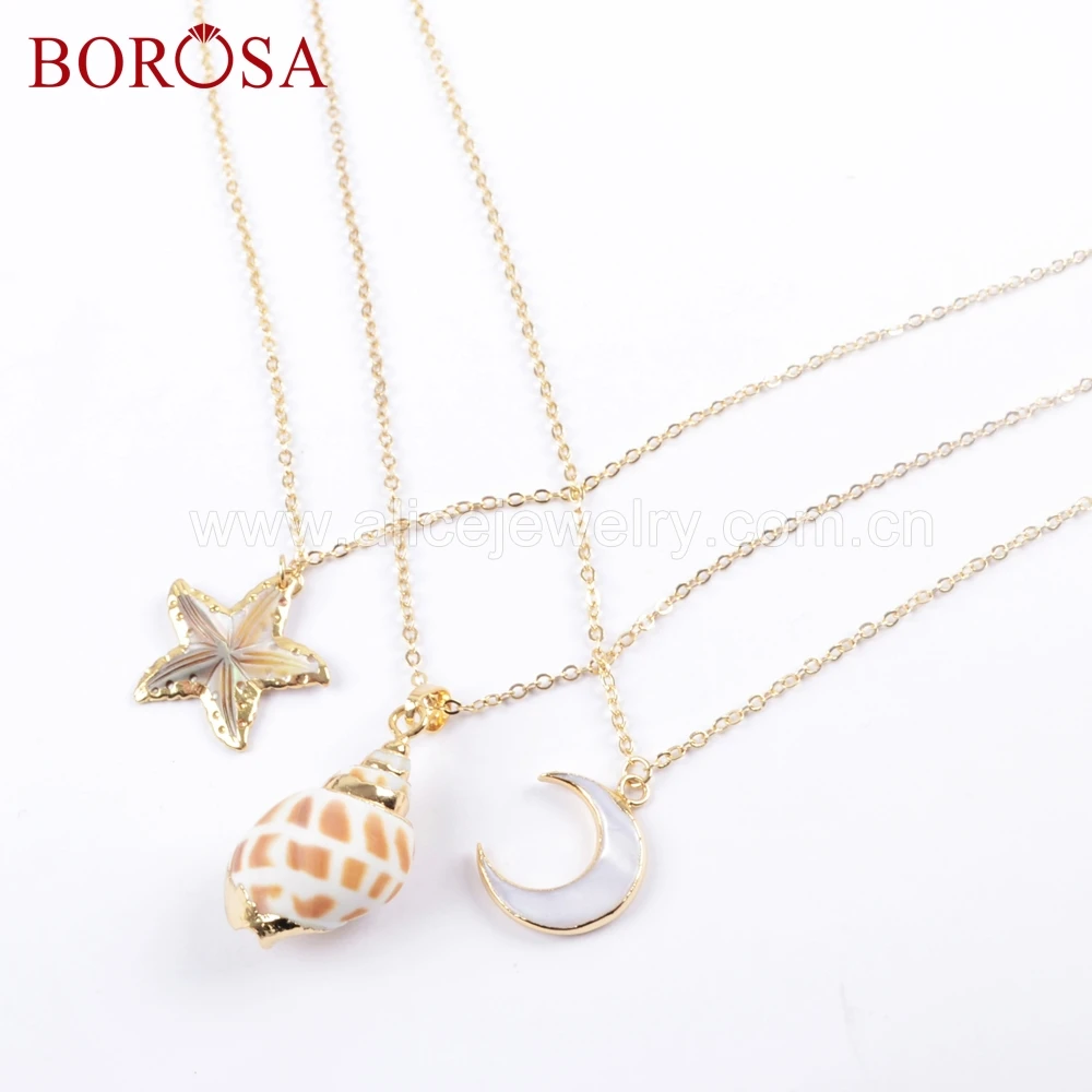 BOROSA 3 шт 26 &quotпозолоченный натуральный белый корпус полумесяц ракушка Морская