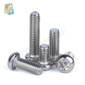 

50 pc/lot SUS304 Inside plum flower belt pillar type anti-theft bolt M3,M4 stainless steel pan head torx machine security screw