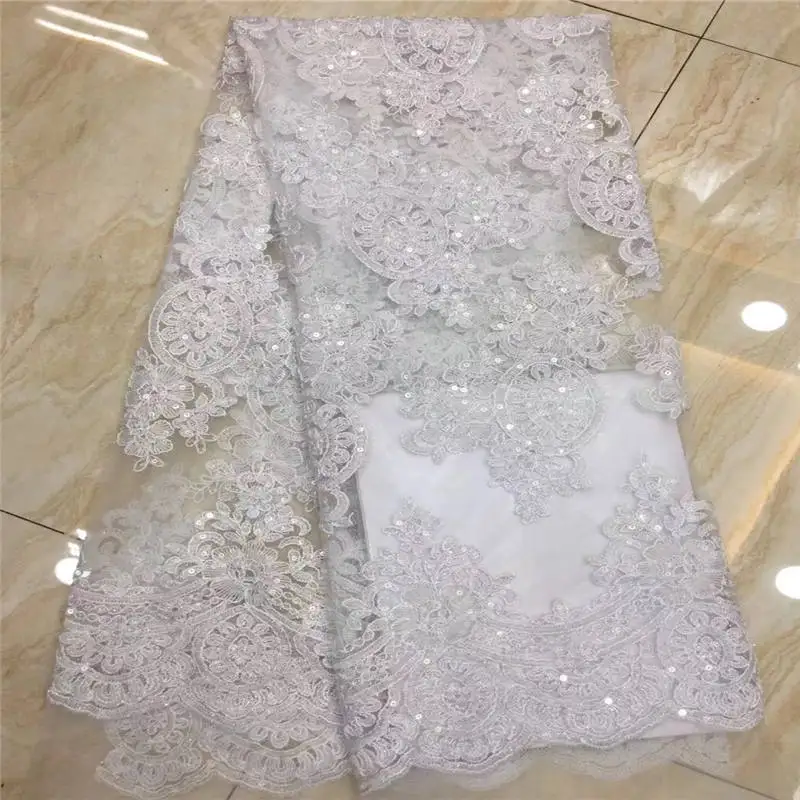 VILLIEA African Lace Fabric High Quality Lace Purple Bridal Lace Fabric With Beaded Nigerian Tulle Mesh Lace Fabrics - Цвет: As Picture