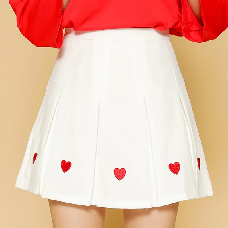 

2018 Women'S Harajuku Autumn Ladies College Wind Student Korean Version Chiffon Embroidered Female Cute Japanese Kawaii Skirts