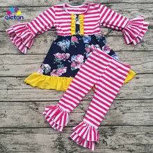 Moda crianças boutique roupas para meninas outono roupas de bebê remake manga longa crianças conjunto