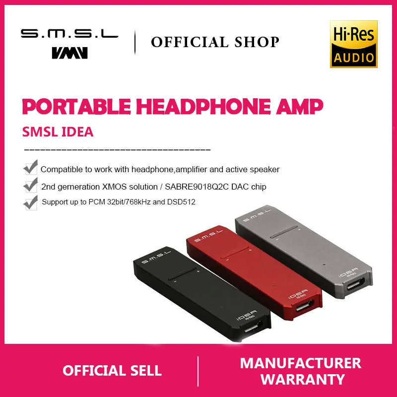 SMSL идея мини Hi-Fi аудио портативный USB ЦАП SABRE9018Q2C Портативный USB DSD512 32 бит/768 кГц ЦАП и аудио усилитель для наушников - изображение