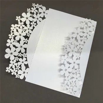 

40 PCS Romantic Wedding Invitation Card Carved Flower Pattern Iridescent Paper Crafts Hollow Out Cards for Party Wedding Party