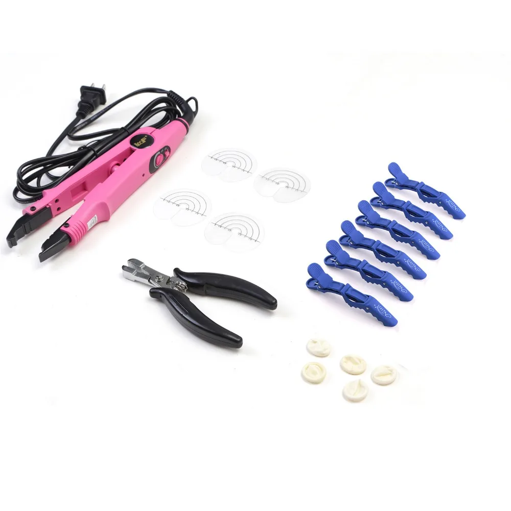 

Neitsi Hair Extensions Connector Temperature Control & Hair Iron Tools(Pier, Brush, U Tips, Heat Protector Shield, Hair Clips)