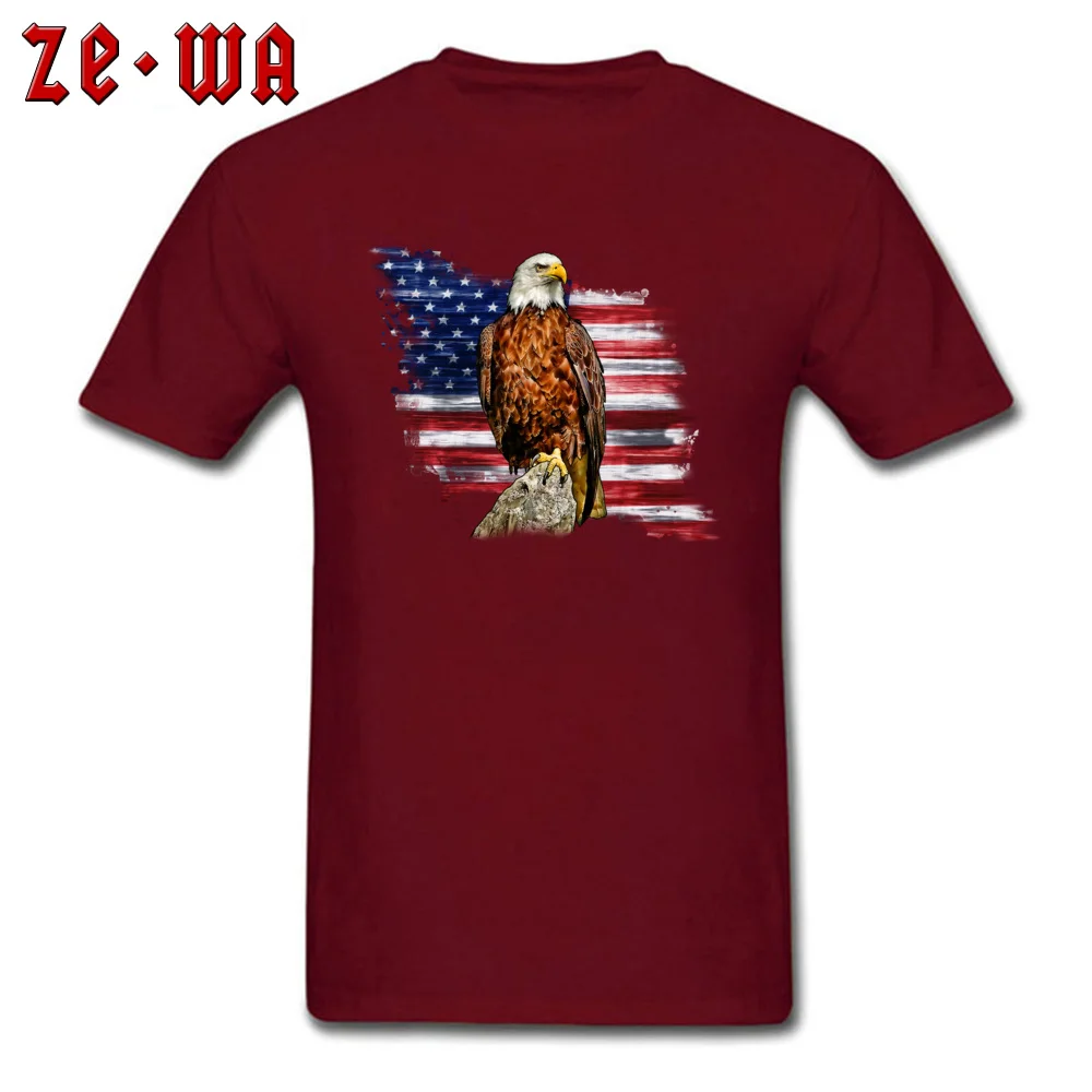 T Shirt Classic Summer Fall Fitted Group Short Sleeve Pure Cotton O Neck Youth Top T-shirts Group Tee Shirts Wholesale Bald eagle Liberty Bell Flag of the United States maroon