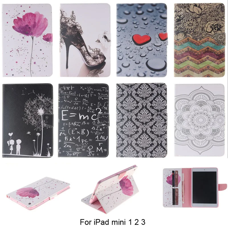 

New Smart Auto Sleep Function Wallet Flip Stand PU Leather Cover For Apple iPad mini 1 2 3 7.9''  Tablet With Card Holder Case