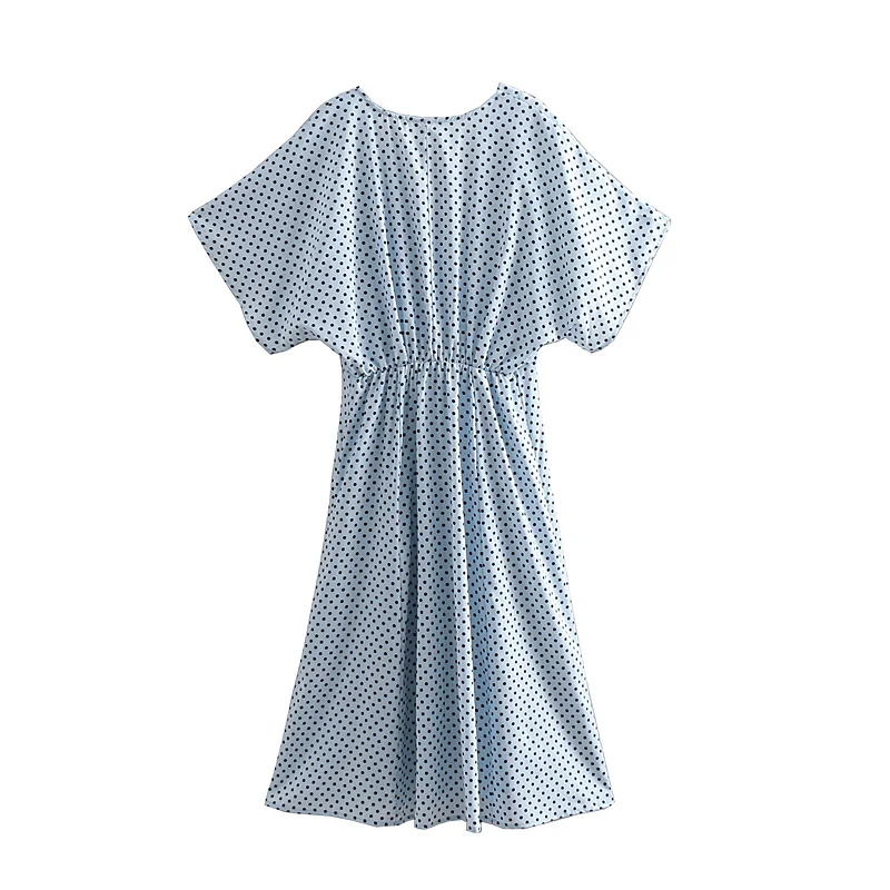 Женское свободное платье Heydress желтое повседневное в горошек с коротким рукавом и