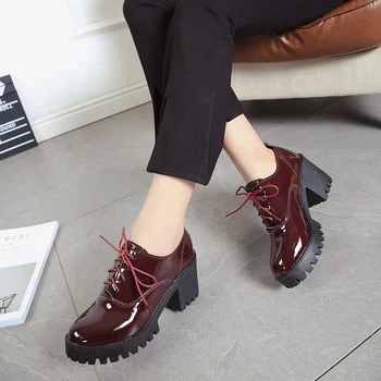 

Spring heels 2019 new style English dress shoes for girls with thick and slinky high heels for students woman shoes fashion