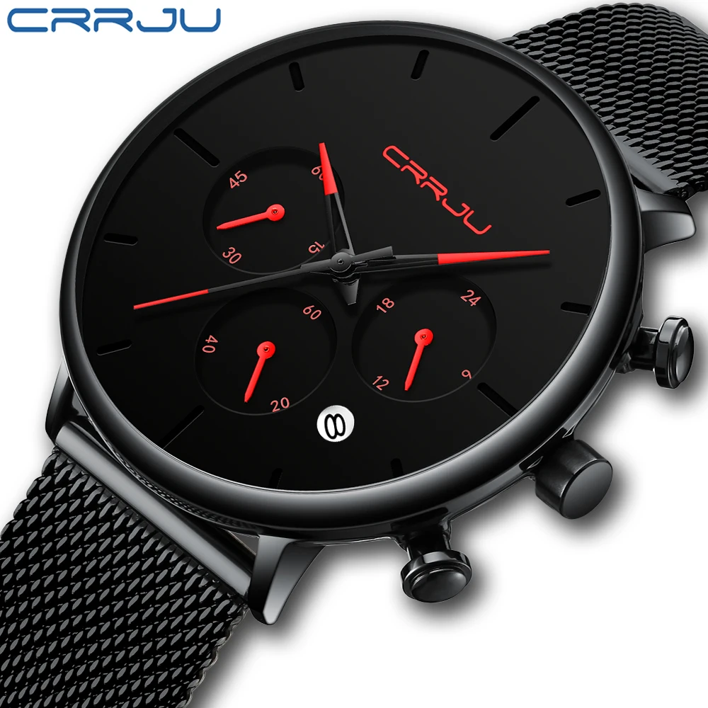 

CRRJU Men Watch Luxury Chronograph Sport Watch Men Fashion Waterproof Men's Watch Auto Date Clock Relogio Masculino Reloj Hombre