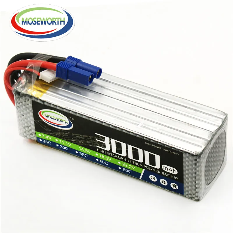 

MOSEWORTH 6S RC airplane Lipo battery 22.2v 3000mAh 30C for rc helicopter car boat quadcopter Li-Polymer batteria