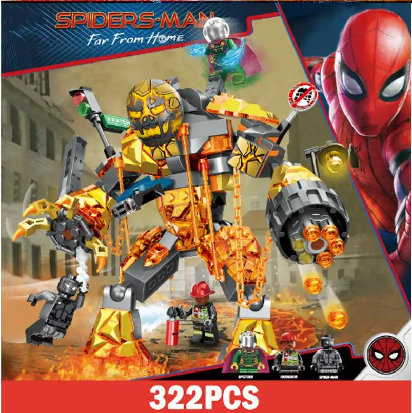 

295pcs Marvel Avengers Super Heroes Series Spiderman Molten Man Battle legoinges 76128 Building Kit Building Blocks Bricks Toys