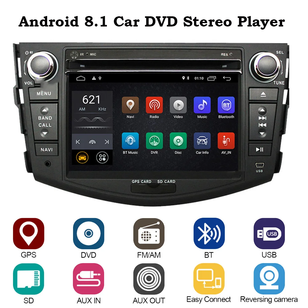 

Android 9.1 Car DVD Multimedia Player For Toyota RAV4 Rav 4 2007 2008 2009 2010 2011 2 Din 1024*600 Car GPS Stereo Radio