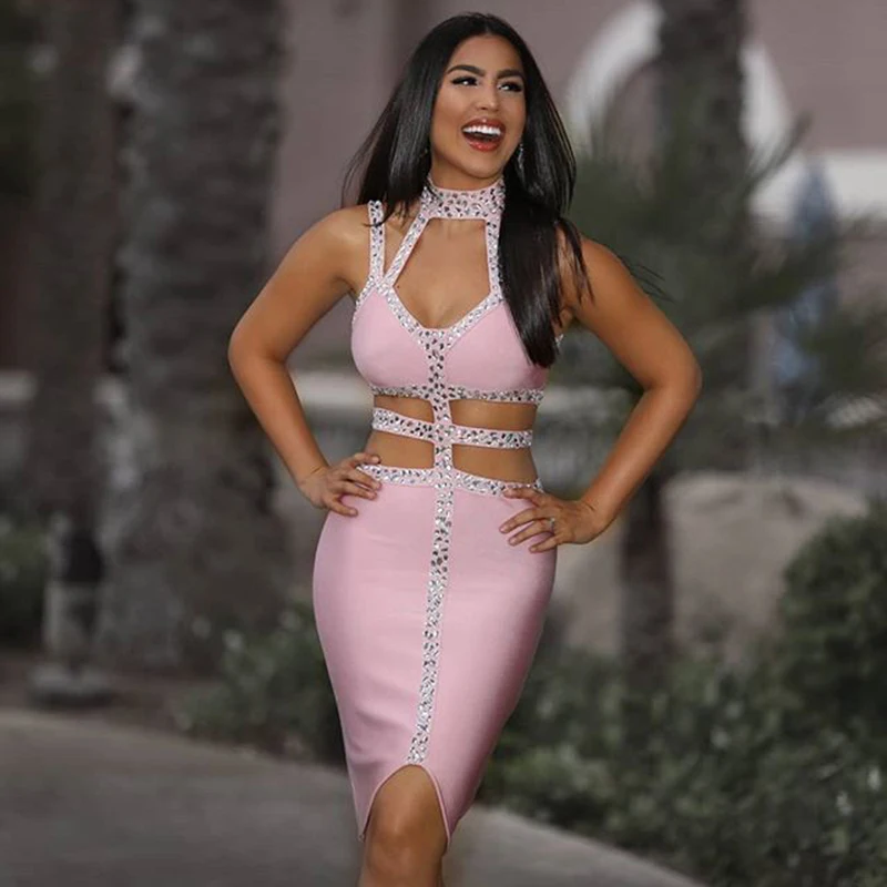

Sleeveless Evening Party Bandage Dress 2018 Fashion Sexy Club Clothing Elegant Bodycon Autumn Clothes Women Dresses