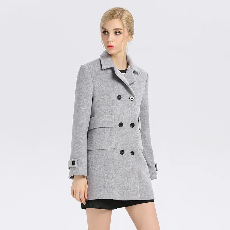 Et 2018 Sobretudo Boucle Hiver Rangée Nouvelle Femme Deux Light Laine Manteau Pardessus Mujer Revers Automne Lâche Abrigo Couleur Longue Fonds Gray CwqEgFXxx