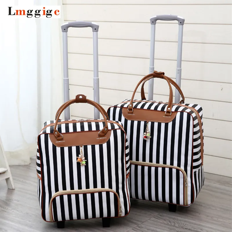 Maleta de viaje para mujer, Maleta impermeable para cabina de tela Oxford,  caja de viaje con ruedas de cuero PU - AliExpress Maletas y bolsas