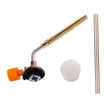 

OOTDTY Flamethrower Burner Butane Gas Blow Torch Hand Ignition Camping Welding BBQ Tool+Rods+Flux