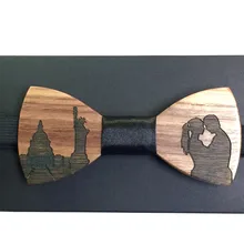 Полые из дерева ручной работы галстук-бабочка S бабочкой с сплошной синий платок для Для мужчин деревянный галстук-бабочка