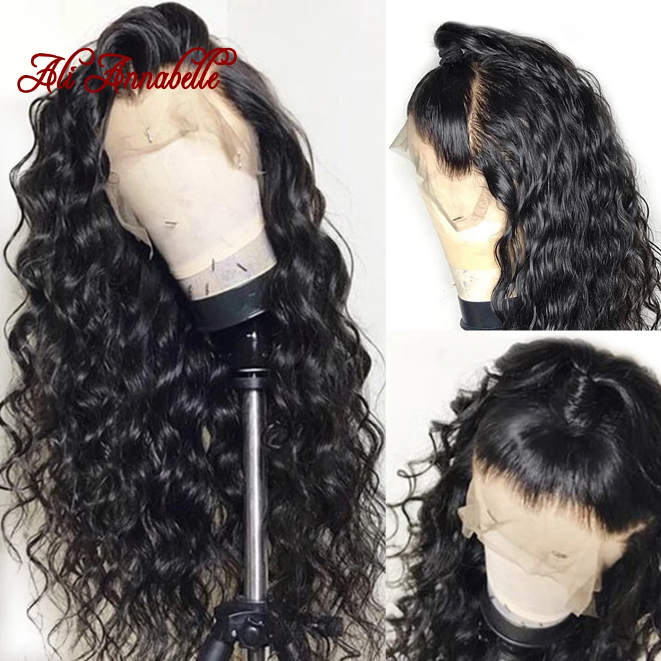 Полностью кружевные человеческие волосы парики с детскими волосами бразильские глубокие волнистые кружевные парики для черных женщин 150% Плотность отбеленные узлы человеческие волосы Wi-Fi