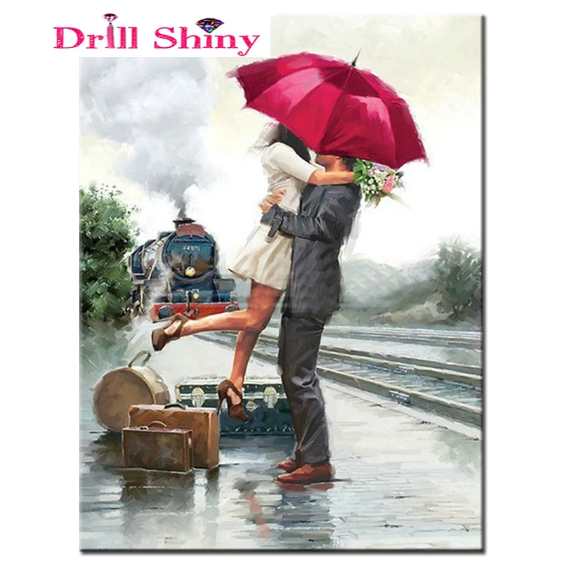 

5D Diamond Embroidery people lovers DIY Diamond Painting cross stitch train scenery diamond Mosaic Needlework Home Decor Craft