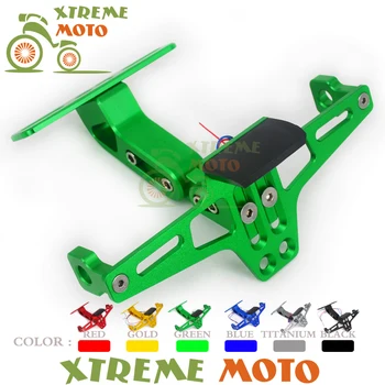 

Green Universal Adjustable CNC LED Light Number Plate License Holder Bracket Mount Clamp For Motorcycle Motocross Street Bike