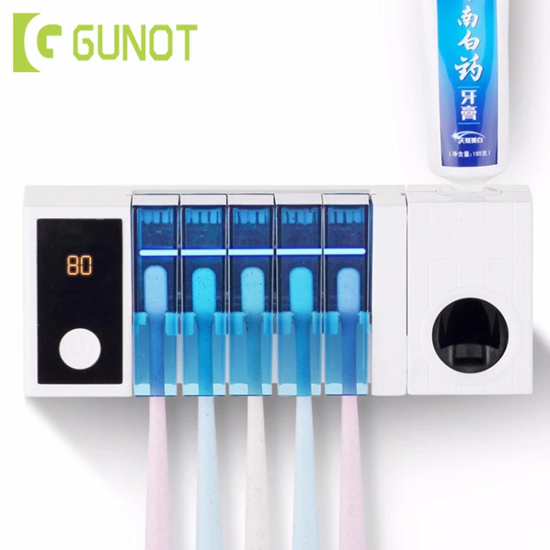 

GUNOT UV Sterilize Toothbrush Holder Automatic Toothpaste Dispenser Household Toothbrush Sterilizer Bathroom Accessories Sets