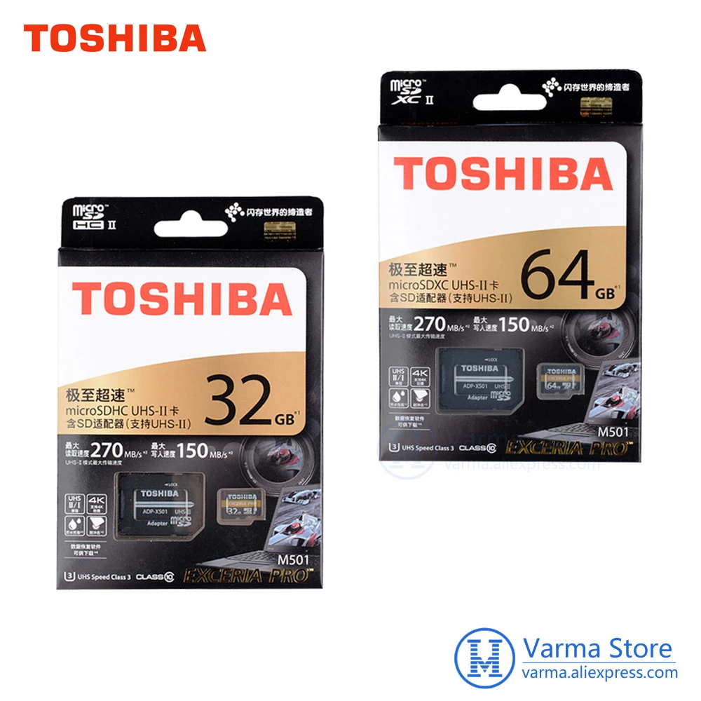 Toshiba exceria pro tf карта M501 микро флэш-память SD памяти UHS-II U3 32 Гб 64 класс 10 4 K UltraHD чтение