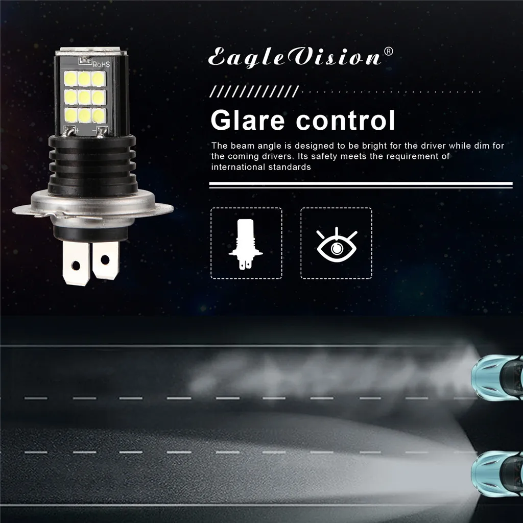 2 шт. H7 3030 24 SMD светодиодный RGB Автомобильная фара противотуманная лампа 24 Вт 6000 К новая Экологичная энергосберегающая без УФ 8Z