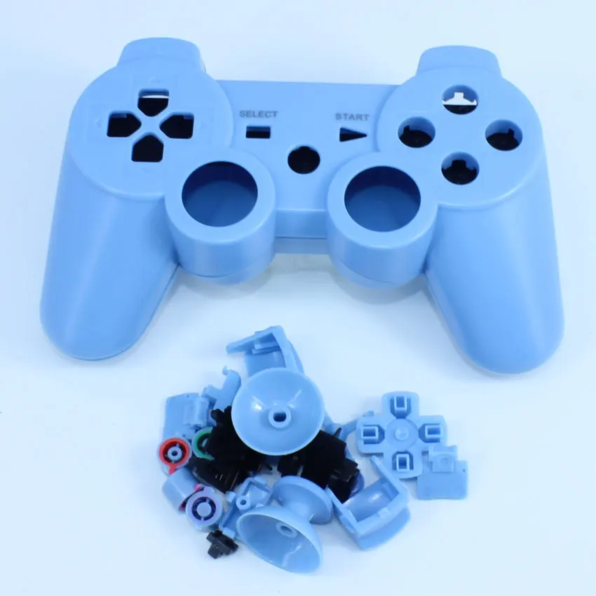 YuXi Full Shell Colour& Chrome Buttons mod kit For Sony PlayStation 3 PS3 Wireless Controller Housing Cover Case Replacement - Цвет: Light Blue