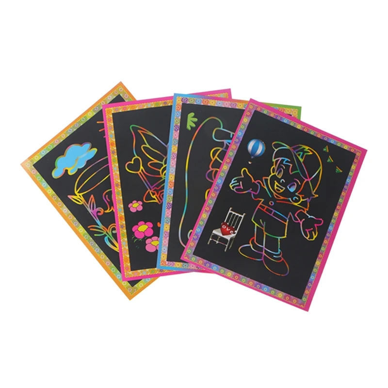 Libro de dibujo de dibujos animados niños mágicos arcoíris pintura de Arte de rascar papel educación hecho a mano diy libro
