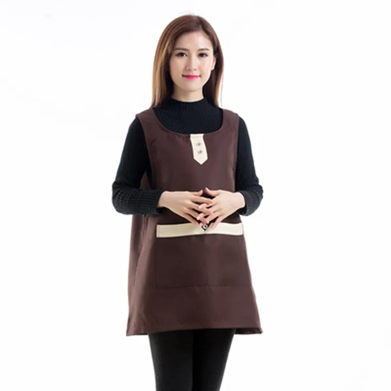 Sleeveless Apron Restaurant Coffee Shop Work Clothes Household Kitchen Apron With Pocket Vest Girl Women Apron Dress Waitress