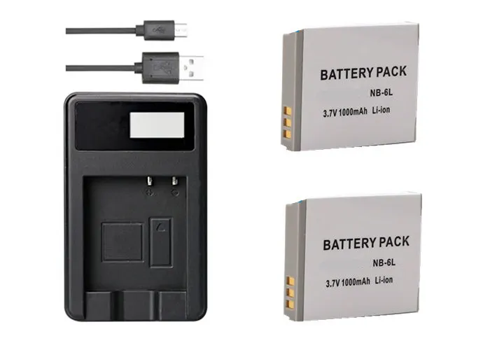 2X NB-6L NB6L NB-6LH NB6LH Батарея + ЖК-дисплей USB Зарядное устройство для Canon SD1200 SD1300 SX500 SX540