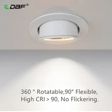 Светодиодный вниз светильник с регулируемой яркостью 7 Вт 10 Вт 15 Вт 20 Вт Регулируемая 360 градусов Встраиваемый светодиодный точечный потолочный светильник AC110V 220V багажник вниз светильник светодиодный