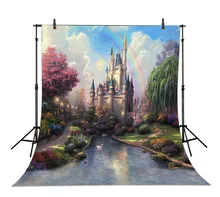 Cinderela Princesa Castelo Rainbow festa Fotografia Fundos Computador impresso backdrops Vinil pano de Alta qualidade