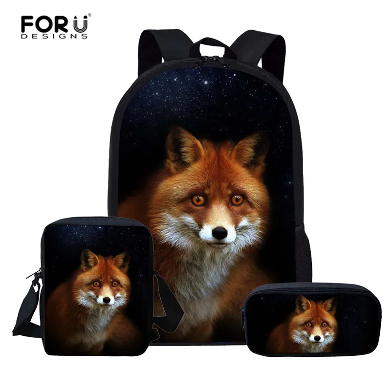 FORUDESIGNS/с рисунком лисы для малышей школьный рюкзак для мальчиков и девочек детская школьная сумка Подростковая фyтбoлкa дeтскaя стyдeнт Для женщин рюкзак Mochila