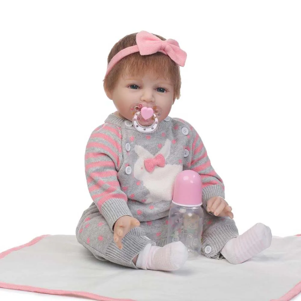 

NPK 55cm Lifelike Reborn Doll Toy Set Soft Silicone Girl Baby Newborn Dolls for Kids Playmate Gift FJ88