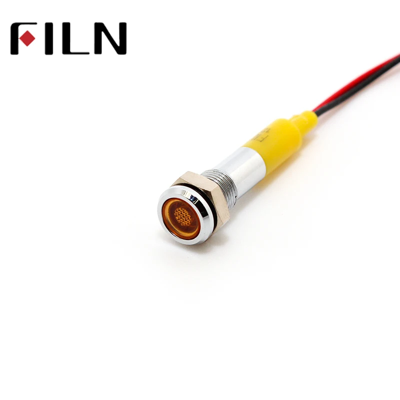 Filn 6 мм mini 3 v 5 v 6 12 24 v 220 светодиодный металлическая сигнальная лампочка без каблука сигнальная лампа красный цвет зеленый, синий orange белый с 20 см кабеля