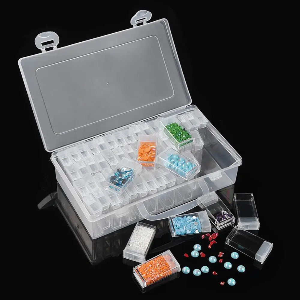 64 прозрачные сетки пластиковая коробка для хранения алмазов DIY Алмазная Картина чехол-органайзер для DIY алмазная живопись инструмент