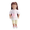 18 inch Girls doll clothes Cute white shirt set with yellow pants American new born dress Baby toys fit 43 cm baby c57