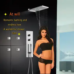 Стены термостатический Для ванной смеситель для душа набор Ванная комната продукт дождь водопад массаж смесителя установлен роскошные