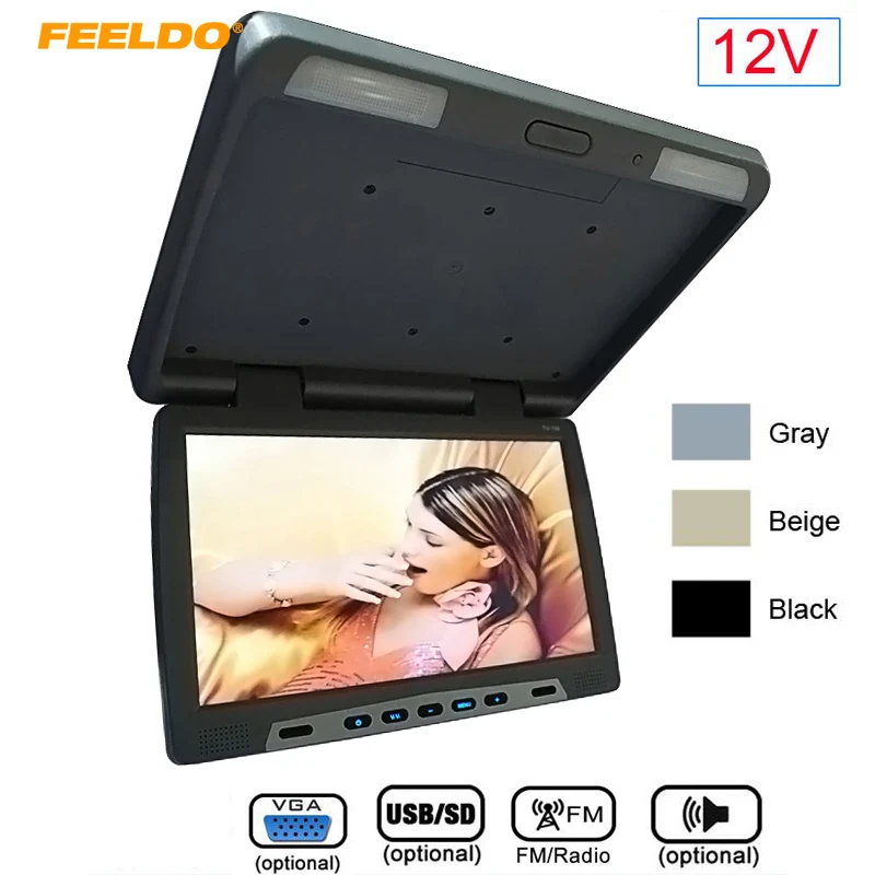 

FEELDO Car Bus 15.6 inch Roof Mounted LCD Monitor Flip Down LCD Monitor for Car DVD With VGA/MP5/FM/Speaker #AM1292